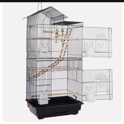 Large Parrots Bird House Home Cage With Play Toys Ladder 