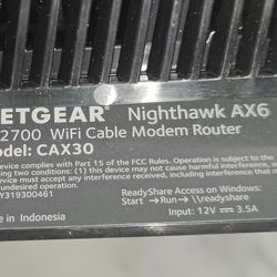Netgear Nighthawk CAX30 Modem/Router With WiFi 6 And Gigabit Ethernet 