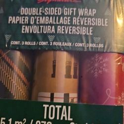 KIRKLAND SIGNATURE Quality Reversable Christmas Gift WRAP 3 PK 1487739 270 Sq Ft