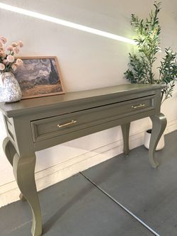 Olive Green Console Table with Drawer