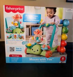 Fisher-Price Moves with You Turtle Walker, Baby & Toddler Activity Push Toy, 5 Balls