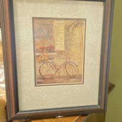 Bicycle print 14x16  Brown Frame With Light Ran Mat