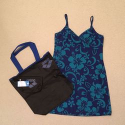 SUNDRESS from Hawaii, printed blue, size M, and waterproof bag