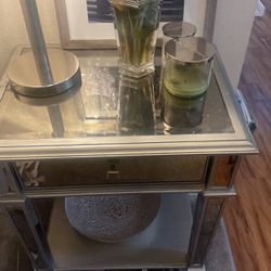 Silver/ Grey - Mirrored Side Table