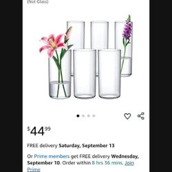 Amazing Abby - Viola Alta- Glass Cylinder Vases (4 Piece Set), Glass Flower Vases for Wedding Centerpieces, Home Decorations, Office Ornaments, Sh