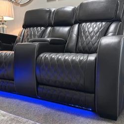 Theater Movie Style Power Reclining Black Sofa And Loveseat Set 🌟 Fast Delivery, Military Discount 