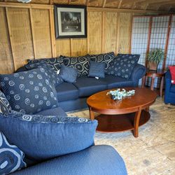 Beautiful Navy Blue Living Room Set 