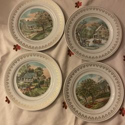 Currier & Ives Set Of 4