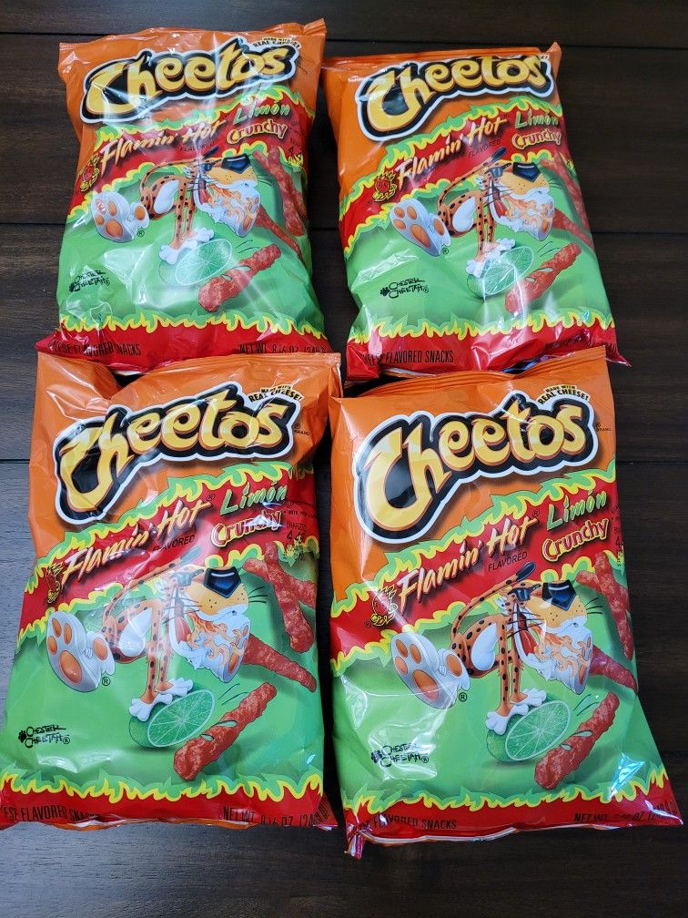 4 -8.5oz Cheetos Crunchy Flamin Hot Limon Cheese Flavored Snacks