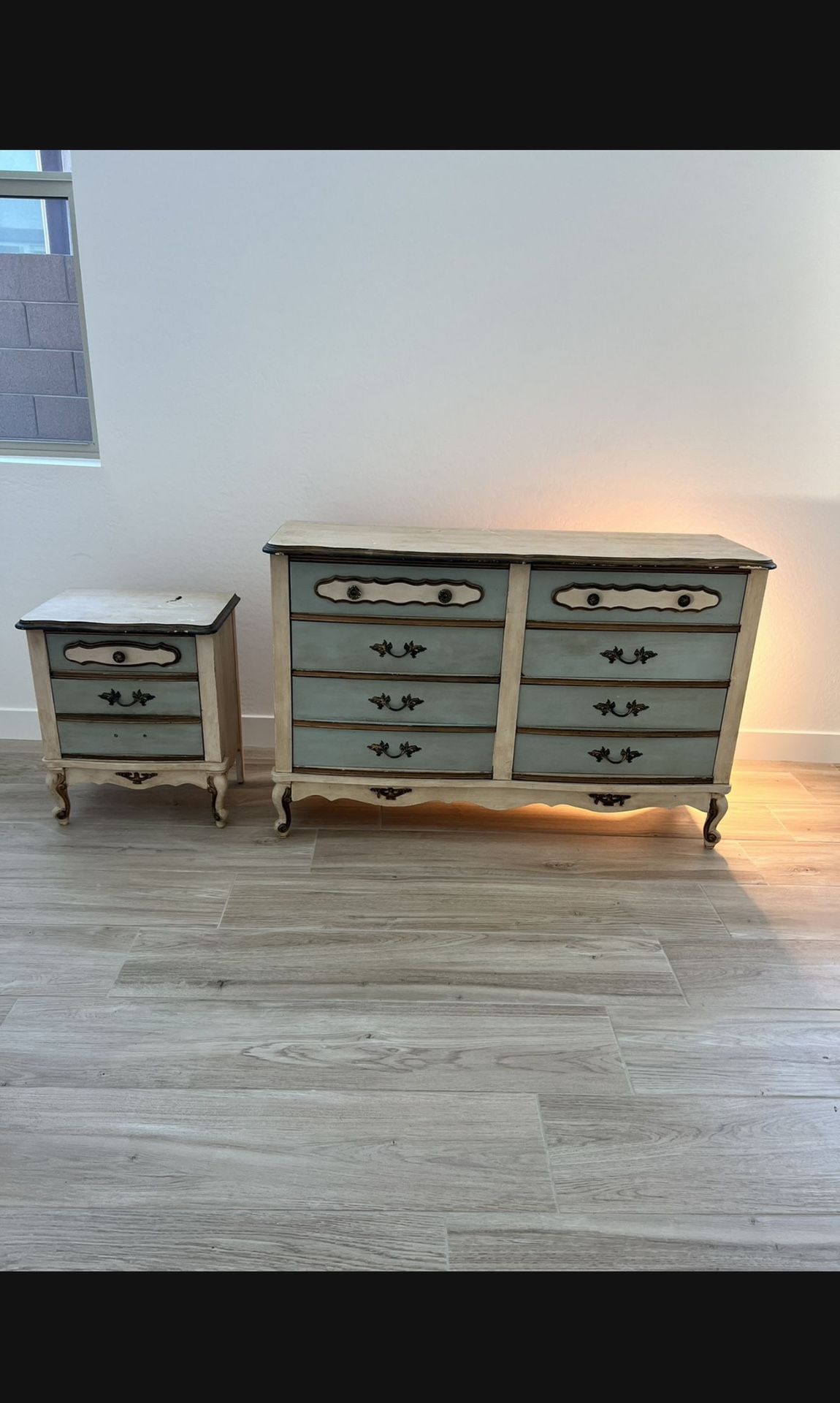 French Provincial Dresser And Side Table