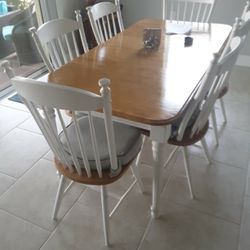 6chairs Rectangle Table Oak Finish