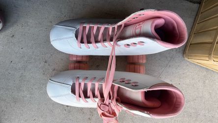 Roller Derby White and Pink Roller Skates