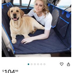 Edcsi Back Seat Extender for Dogs, 600D Heavy Duty Waterproof Dog Car Seat Cover for Back Seat, Hard Bottom Dog Hammock for Car Travel Mattress, Non-I