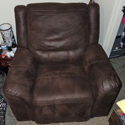 Brown Leather Suede Recliner