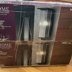 Set of 2 - Home Decorators Collection Jardine 20 in. 1-Light Black Modern Outdoor Wall Light Fixture