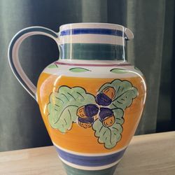 Vintage Pier 1 Imports Hand Painted Ceramic Pitcher 