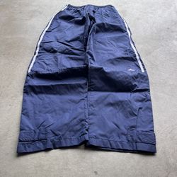 Vintage 90’s Adidas Baggy Navy White Striped Track Pants