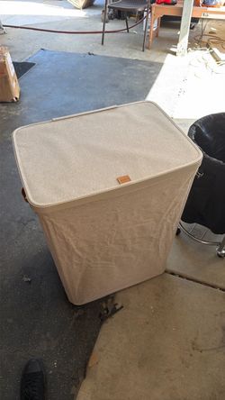 SONGMICS HOME Laundry Hamper with Lid, 2 Section Laundry Basket with Removable Liners and Handles