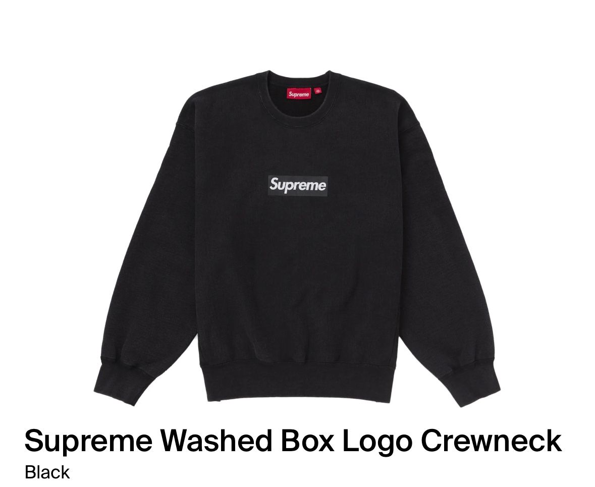 Supreme Washed Box Logo Crewneck Medium Black Brand New