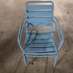 2 Used Blue Metal Chairs