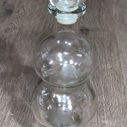 REDUCED Vintage Clear Glass Double Bubble Genie Bottle Decanter w/Twisted Stopper