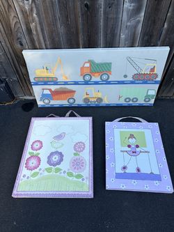 3 Canvass Wall Art Children’s Theme for Kid’s Nursery Bedroom Playroom Daycare Doctor Office