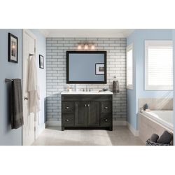 42-in x 34-in Framed Rectangle Bathroom Vanity Mirror ( Storm Gray )