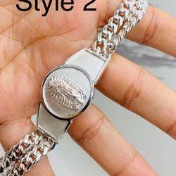 925 Sterling Silver Bracelet Our lady of guadalupe Cuban Link San judas  Fine jewelry   Bracelet is 8" Long and 12.6mm Wide   Includes a box  Men or w