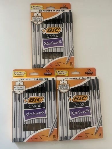 10-pack of BIC Cristal Xtra Smooth black ink pens