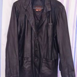 Stan Herman Womens Black 100% Leather Jacket Large 