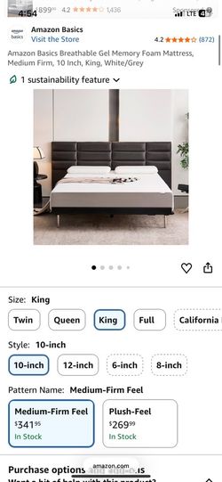 Gel memory foam king size mattress