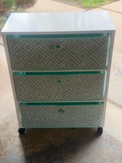 Rolling 3 Drawer Wood Storage Bin
