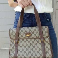 Authentic Vintage Gucci GG Monogram Supreme Top Handle Satchel Bag
