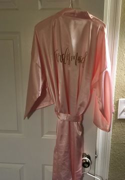 Bridesmaid pink robe w/gold sparkly bridesmaid lettering