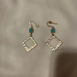 Sterling Silver 925 Turquoise Drop Earrings 
