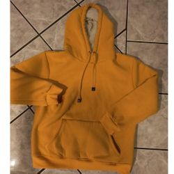 Men's Mustard Yellow Fleece-Lined Hoodie - Size XL