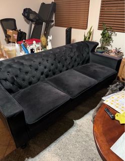 Black Velvet Tufted Chesterfield Sofa