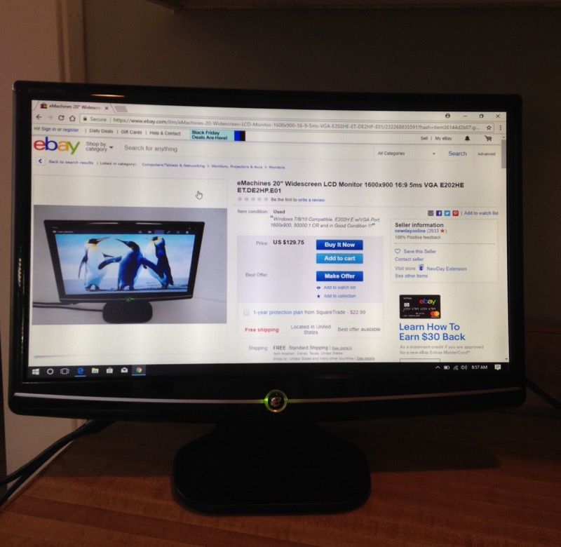 eMachines 20 Inch Widescreen LCD Monitor (E202HL)