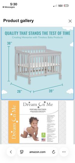 Dream On Me Aden 4-in-1 Convertible Mini Crib in Grey