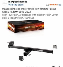 maXpeedingrods Trailer Hitch, Tow Hitch for Lexus RX350 RX450h 2016-2022 Rear Tow Hitch, 2" Receiver with Rubber Hitch Cover, Class 3 Trailer Hitch, 4