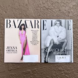 2 Brand new Summer 2025 premium fashion magazines, Elle & Harper’s Bazaar