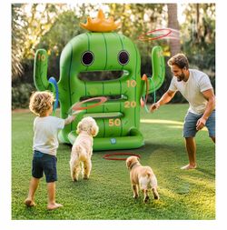 Funscape Kids Outdoor Backyard Toys, Inflatable Cactus Water Play Toss Game