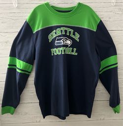Retro Style Men’s 2XL NFL Seattle Seahawks Logo Long Sleeve Shirt Blue Green