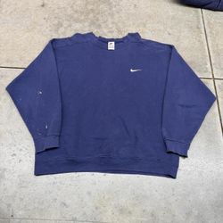 vintage nike navy and white small swoosh crewneck size xl