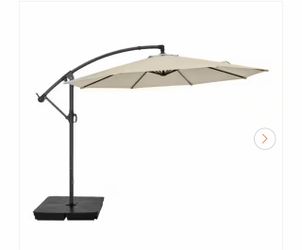 10 ft. Non-Solar Offset Patio Umbrella in Putty