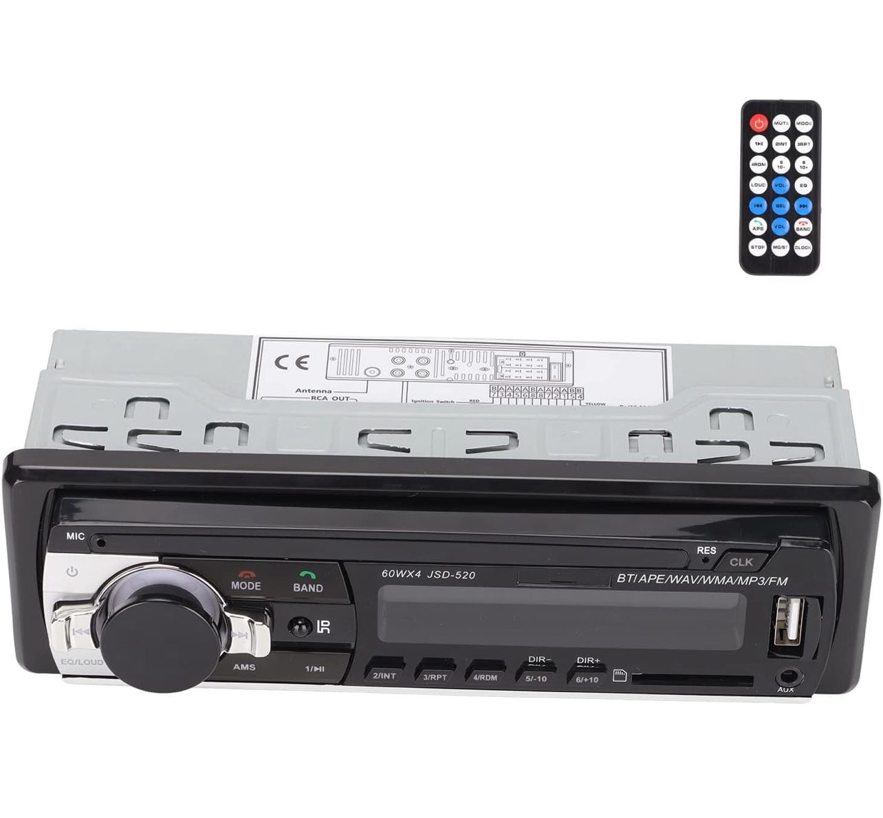 JSD520 Single 1 Din Bluetooth Radio Car Stereo Audio AUX/FM/SD/MP3 Player Remote