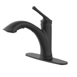 Glacier Bay Hemming Single-Handle Pull-Out Sprayer Kitchen Faucet Deckplate Included in Matte Black