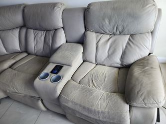 Power Recliner Sofa with Console and Cup Holders