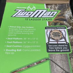 New In Box! Two Man Deer Stand Real tree Jaw Locking System