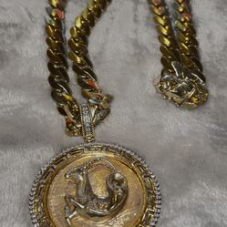 Brand new 10k gold 20inch sleek chain 9.5mm .75ct diamond 🐐 2.70inch 62.2g all real no trades 